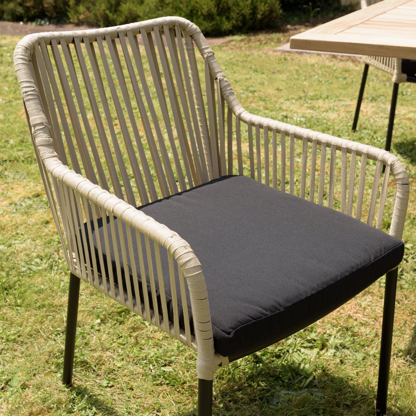 Malo - Lot De 2 Fauteuils Jardin - Crème/Noir