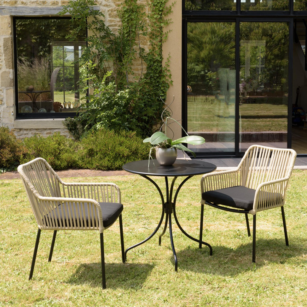 Malo - Lot De 2 Fauteuils Jardin - Crème/Noir