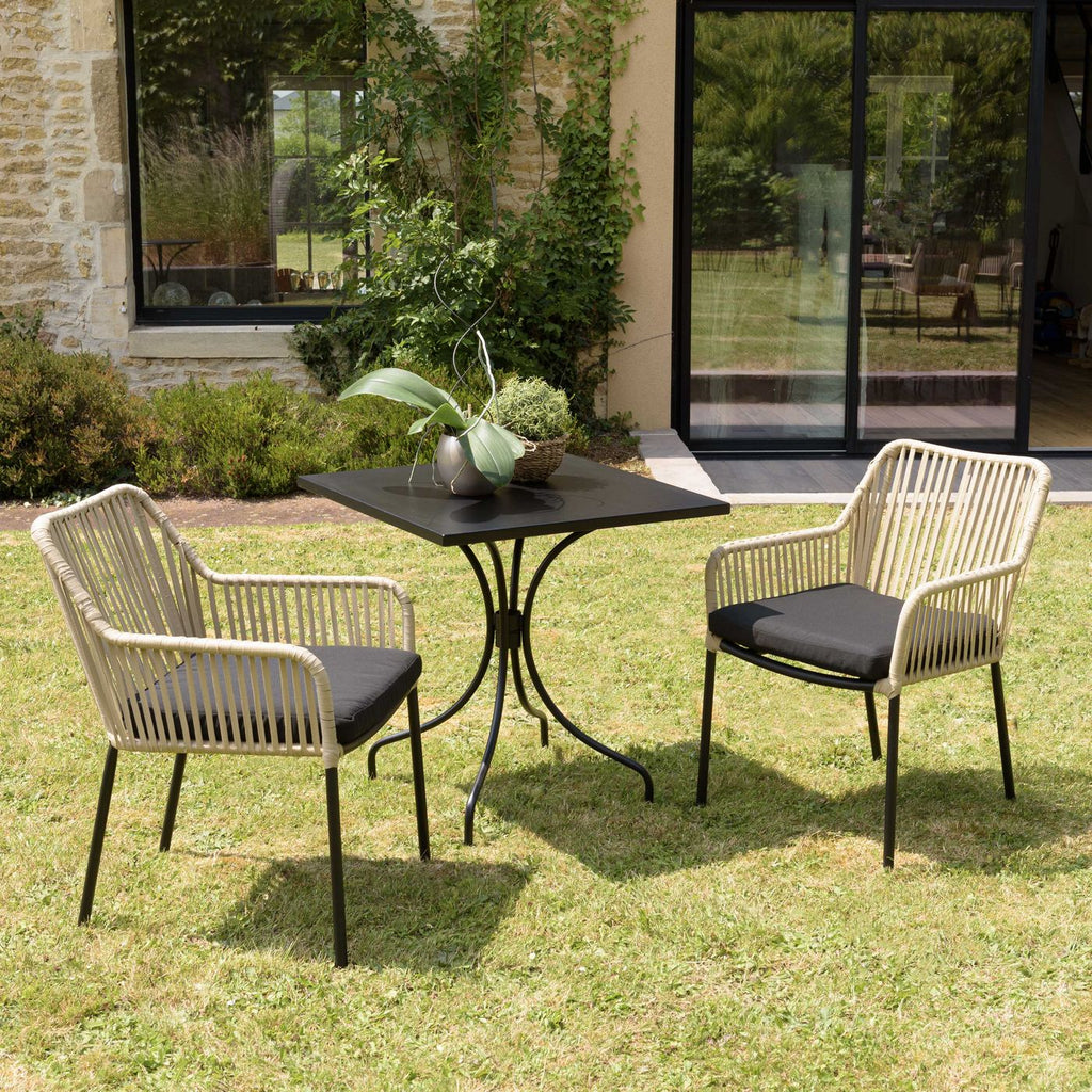 Malo - Lot De 2 Fauteuils Jardin - Crème/Noir
