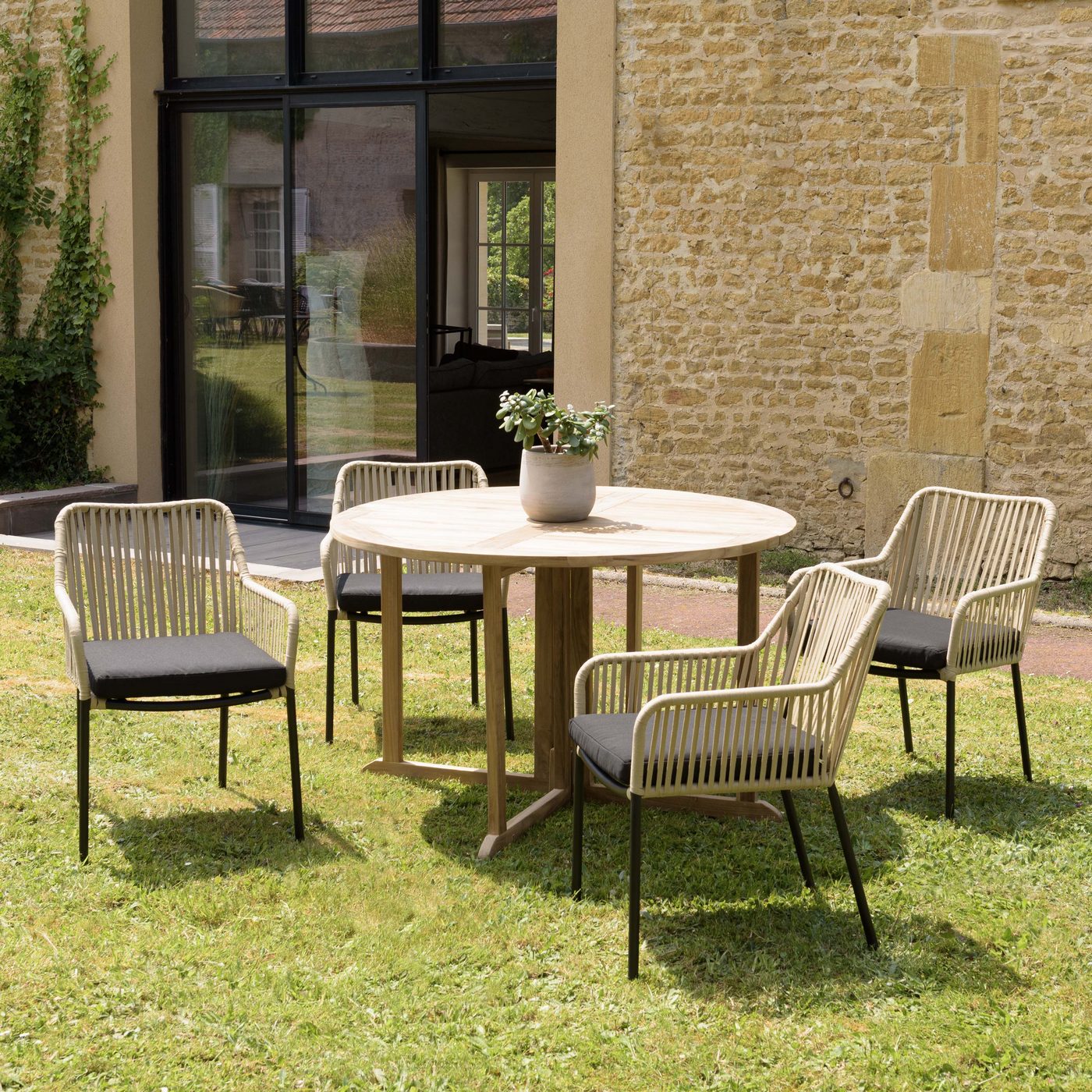 Malo - Lot De 2 Fauteuils Jardin - Crème/Noir