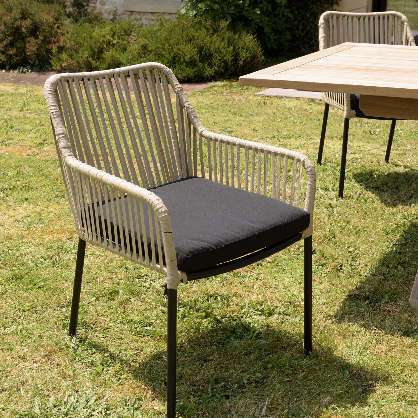 Malo - Lot De 2 Fauteuils Jardin - Crème/Noir