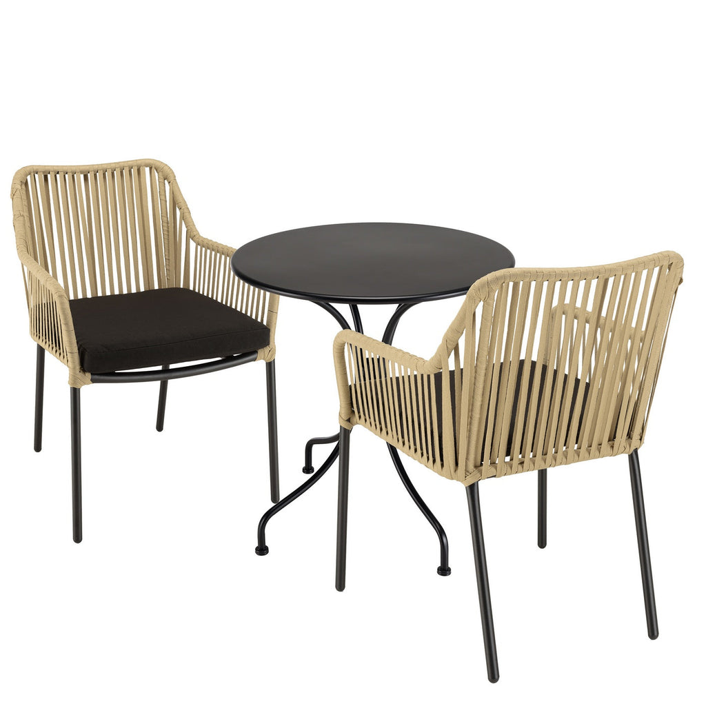 Malo - Salon De Jardin 2 Pers - Crème/Noir