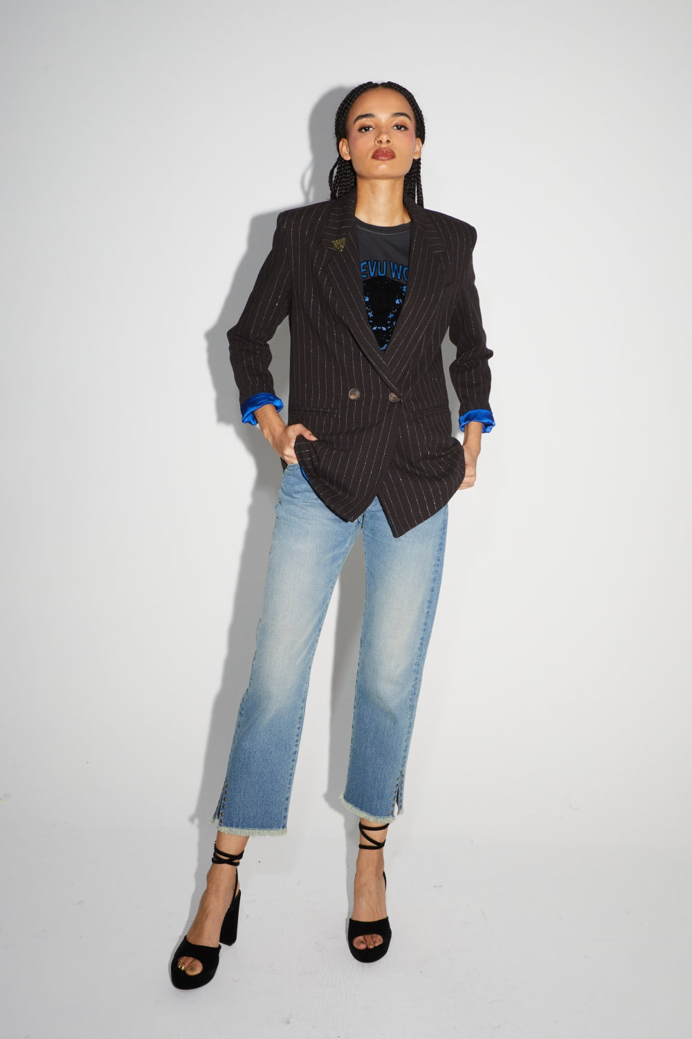 Le Blazer Ema Chocolat Lines Goldyblue