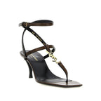 Saint Laurent Cassandra Leather Flip-Flop Sandals - Brown - Femme