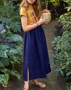 Jupe Longue - Bleu Fonce Uni 3 - Fille