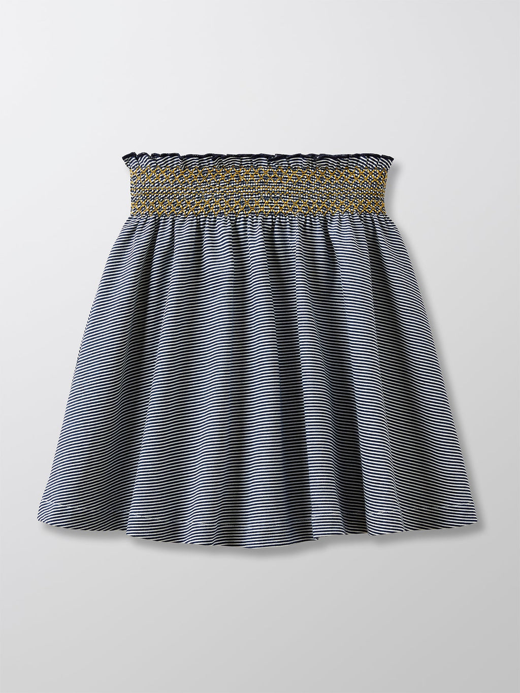 Jupe Maille Smock - Bleu Fonce Raye - Fille