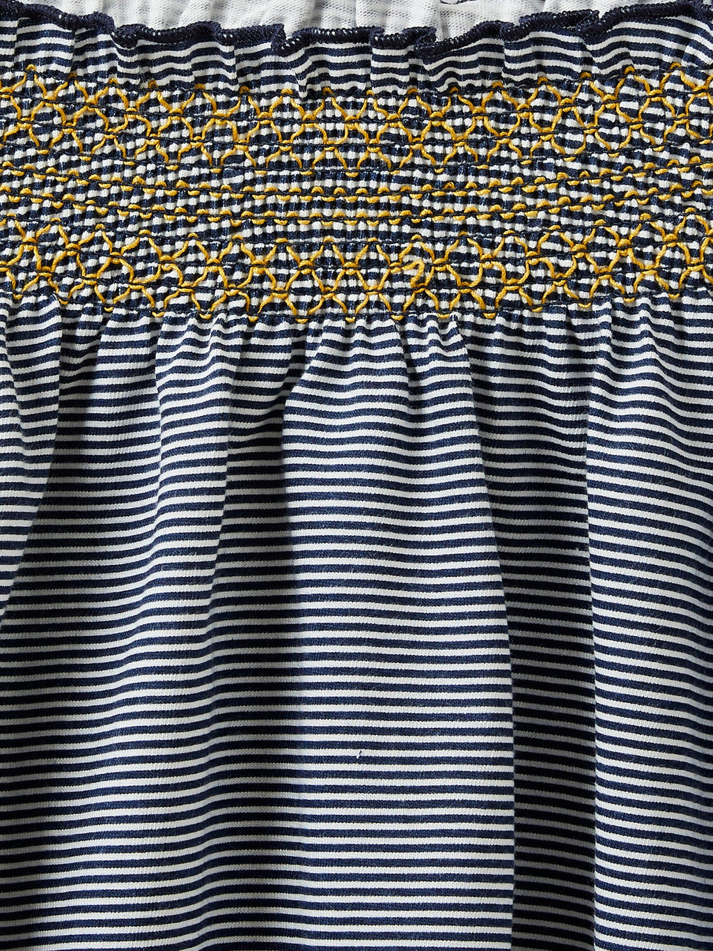 Jupe Maille Smock - Bleu Fonce Raye - Fille