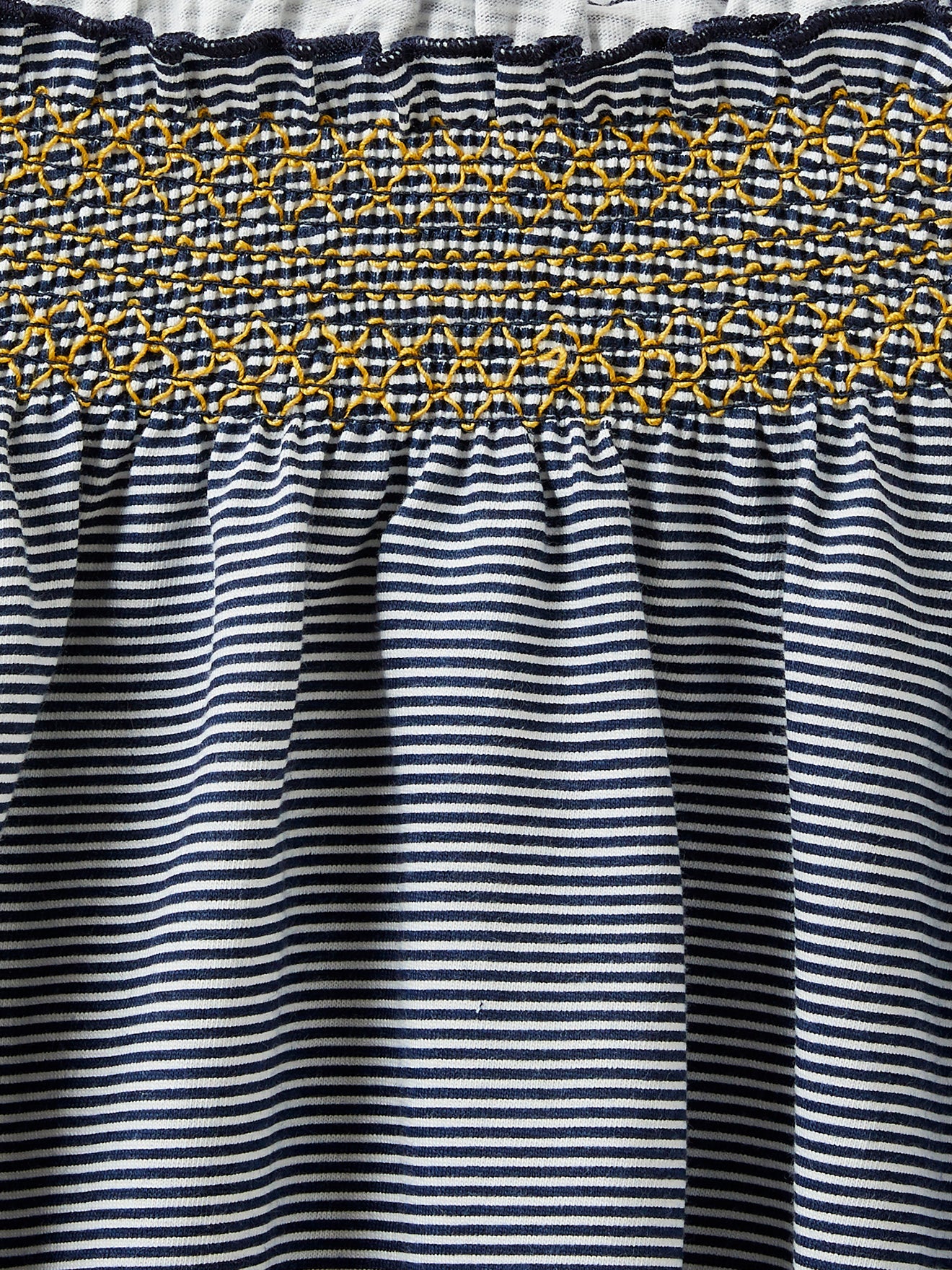 Jupe Maille Smock - Bleu Fonce Raye - Fille