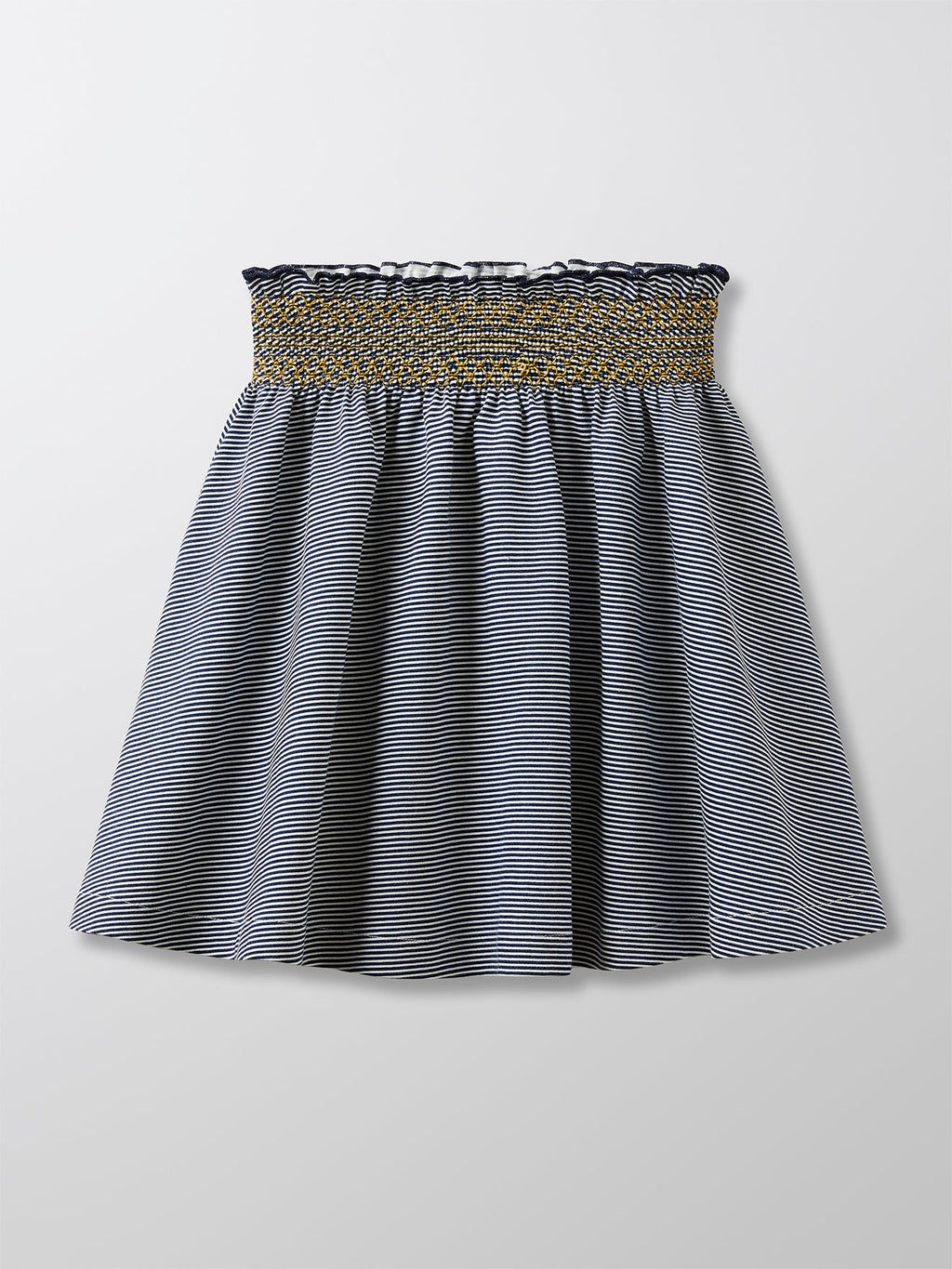 Jupe Maille Smock - Bleu Fonce Raye - Fille