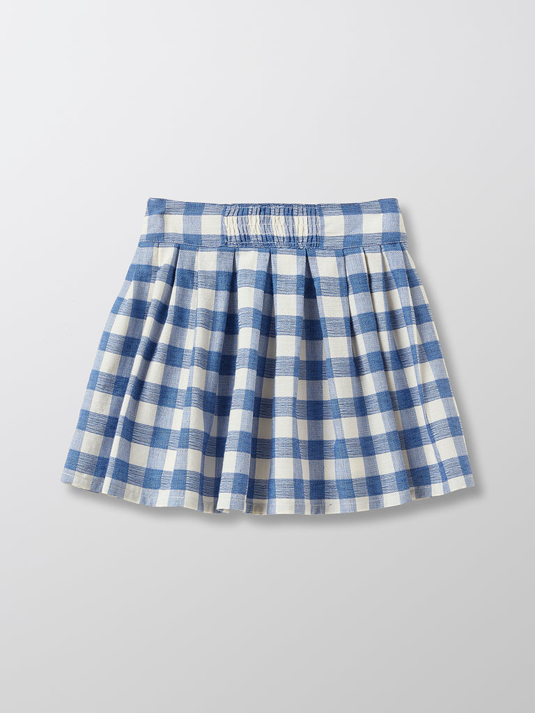 Cyrillus - Jupe Plissée - Bleu Moyen Carreaux - Fille