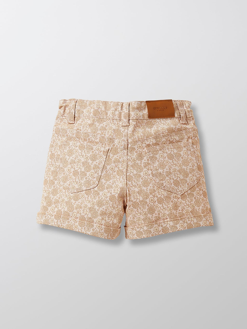 Short Poches Plaquées - Rose Clair Uni Avec Decor - Fille