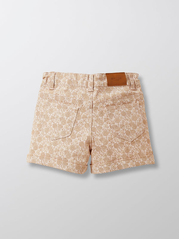 Short Poches Plaquées - Rose Clair Uni Avec Decor - Fille