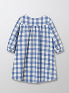 Cyrillus - Robe Housse Col V - Bleu Moyen Carreaux - Fille
