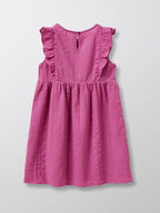 Cyrillus - Robe Plastron Smocké - Violet Moyen Uni - Fille