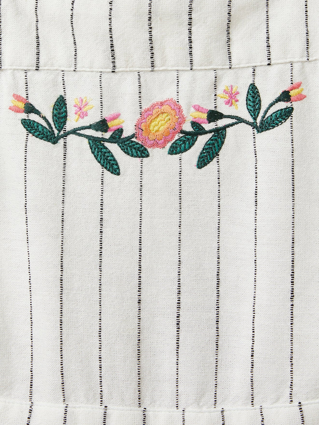 Robe Encol Carré - Blanc Clair Raye - Fille