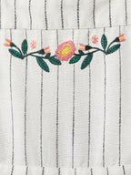 Robe Encol Carré - Blanc Clair Raye - Fille