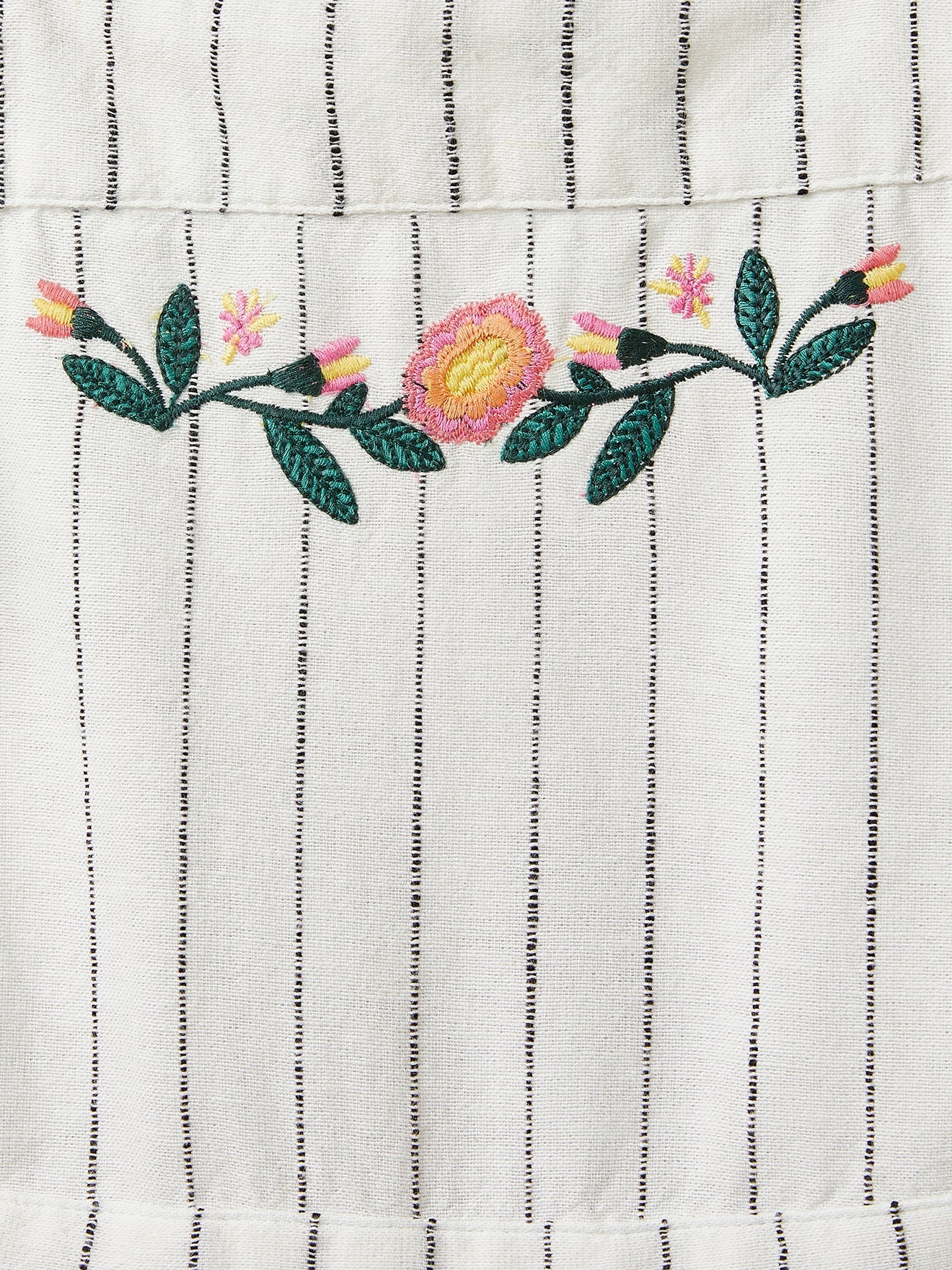 Robe Encol Carré - Blanc Clair Raye - Fille