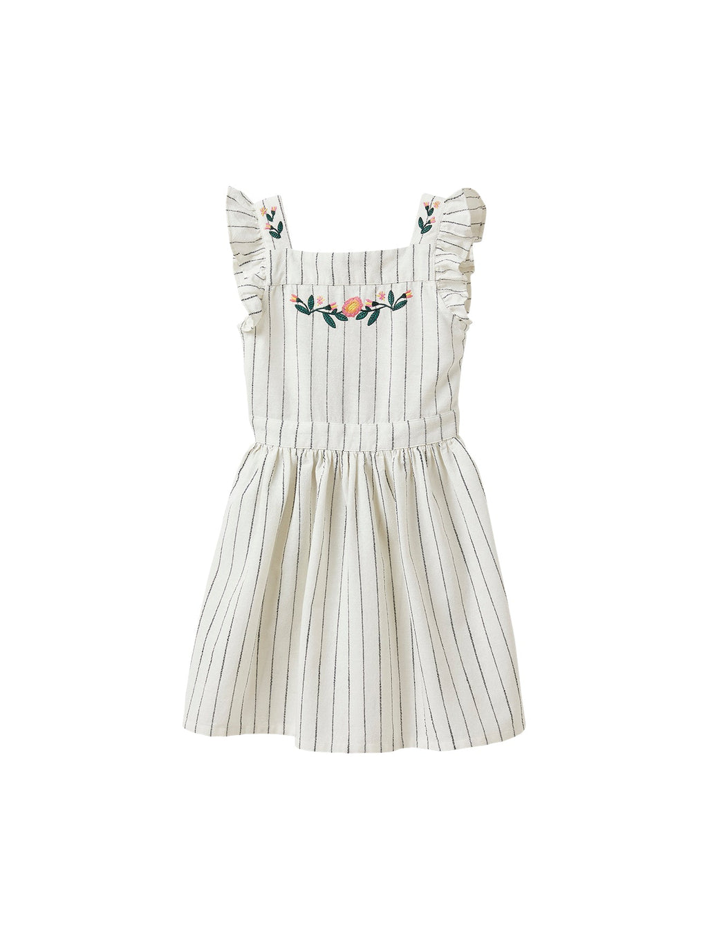 Robe Encol Carré - Blanc Clair Raye - Fille
