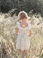 Robe Encol Carré - Blanc Clair Raye - Fille