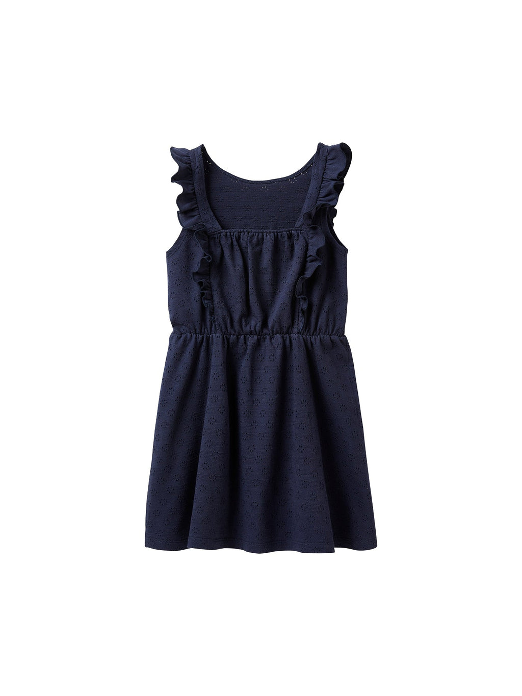 Robe Maille Volanté - Bleu Fonce Uni - Fille