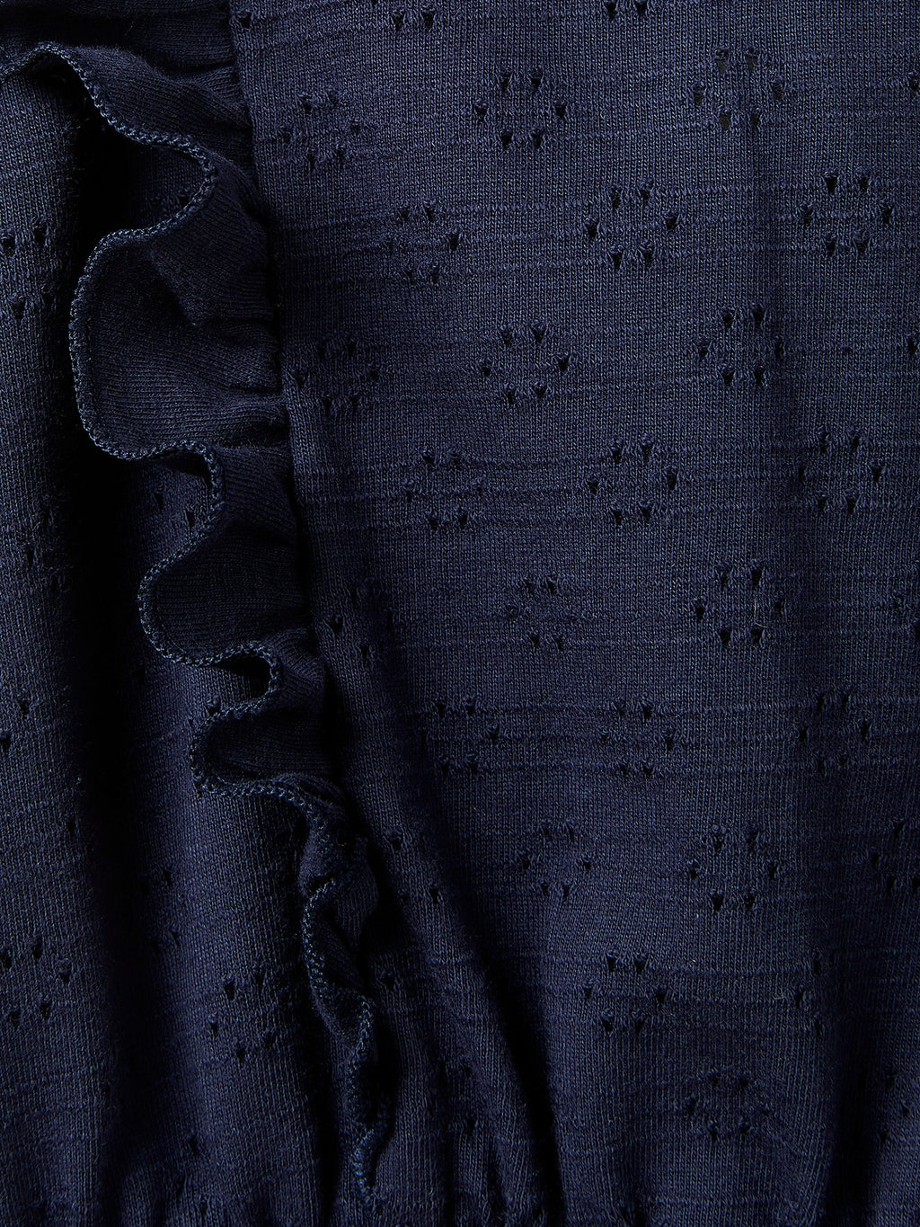 Robe Maille Volanté - Bleu Fonce Uni - Fille