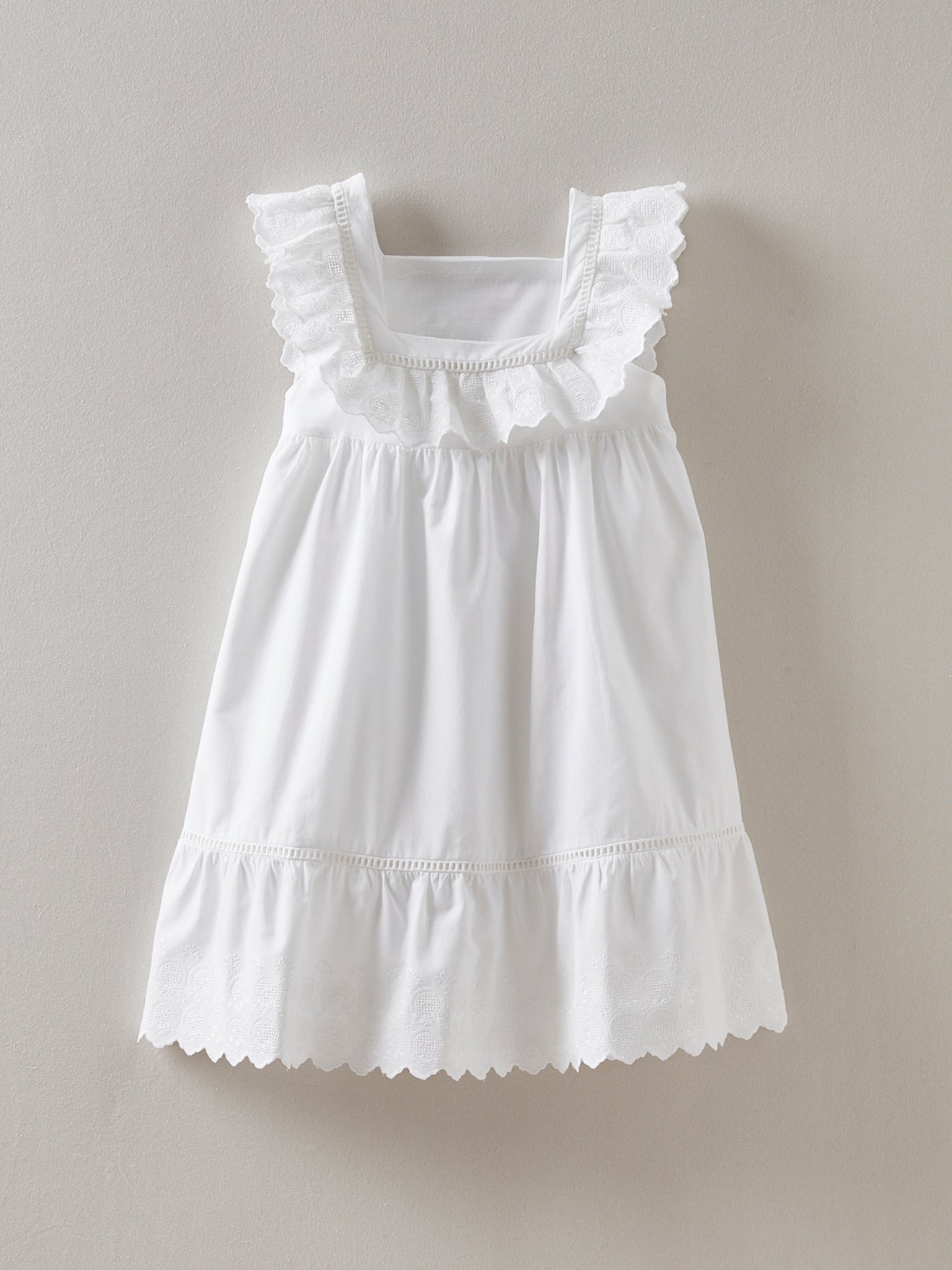 Robe Broderie - Blanc Clair Uni - Fille