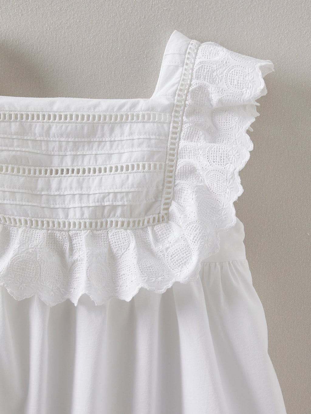 Robe Broderie - Blanc Clair Uni - Fille