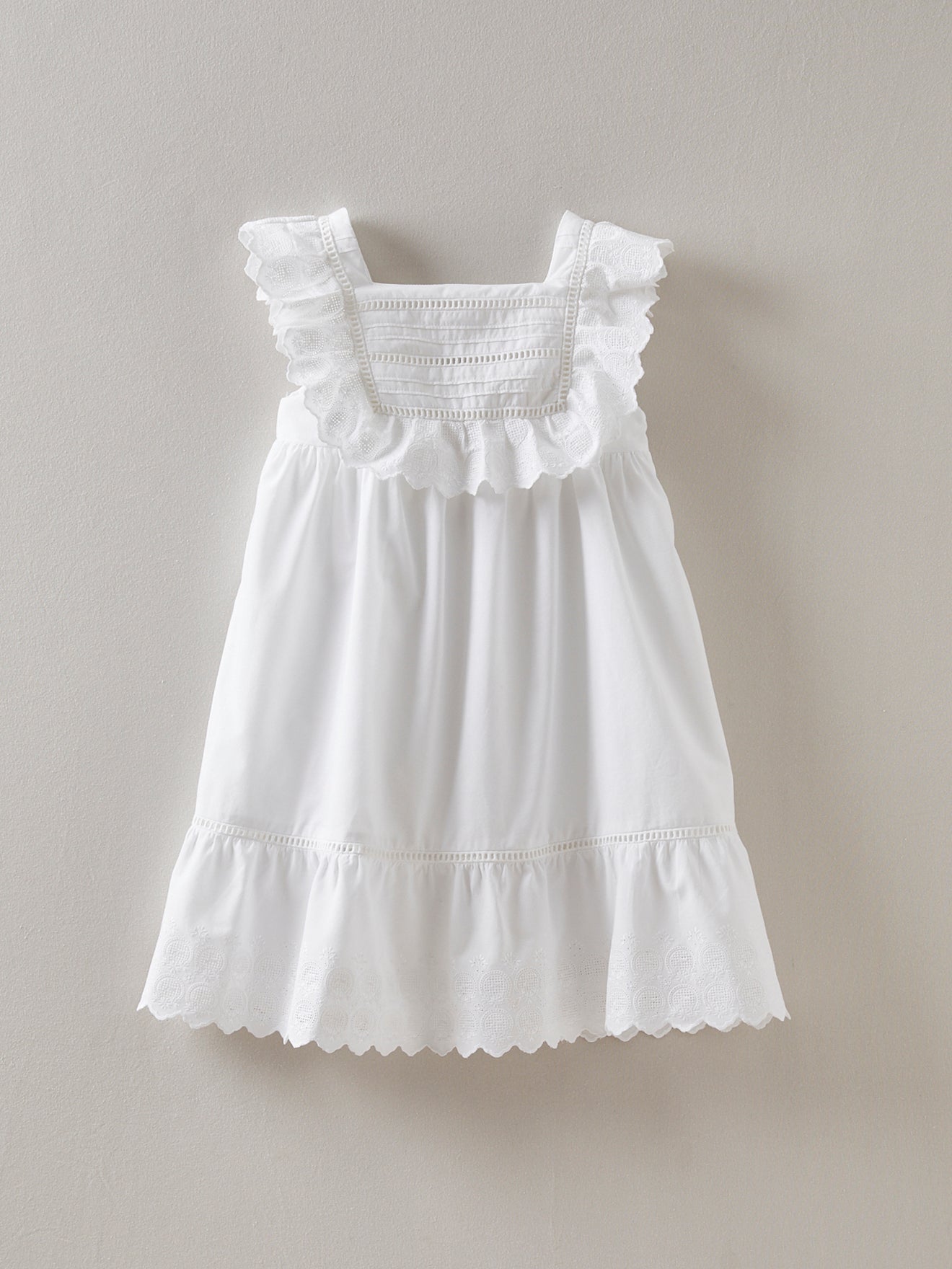 Robe Broderie - Blanc Clair Uni - Fille