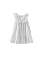 Robe Broderie - Blanc Clair Uni - Fille