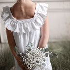 Robe Broderie - Blanc Clair Uni - Fille