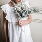 Robe Broderie - Blanc Clair Uni - Fille