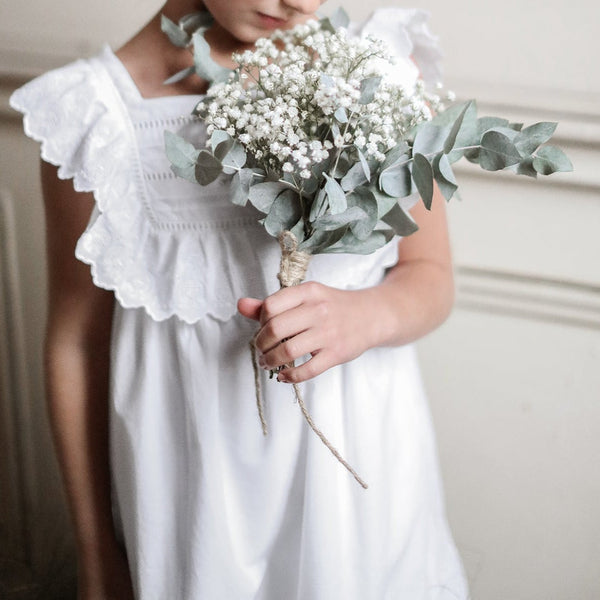 Robe Broderie - Blanc Clair Uni - Fille