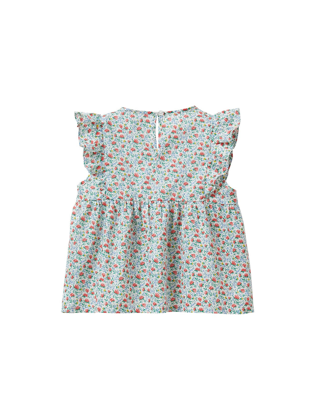 Blouse Plastron Smocké - Bleu Clair Imprime - Fille