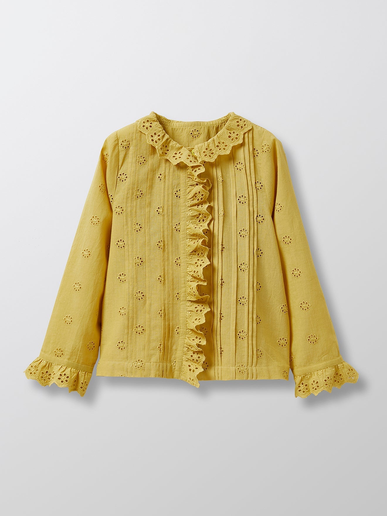 Chemise Ml Broderie - Vert Moyen Uni - Fille