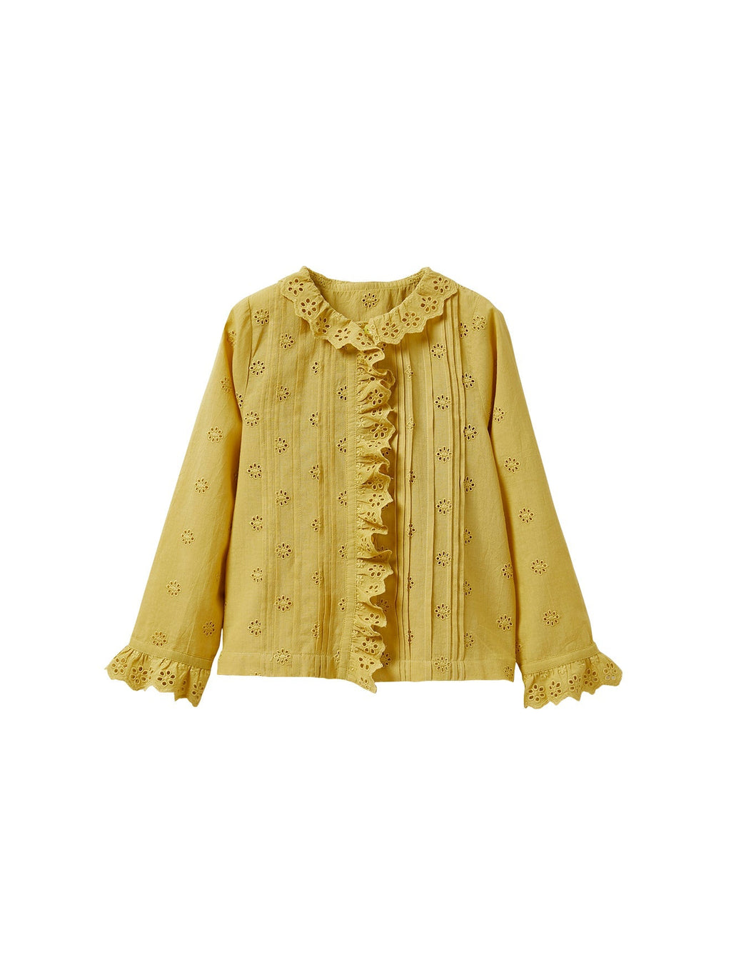 Chemise Ml Broderie - Vert Moyen Uni - Fille
