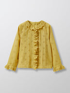 Cyrillus - Chemise Ml Broderie - Vert Moyen Uni - Fille
