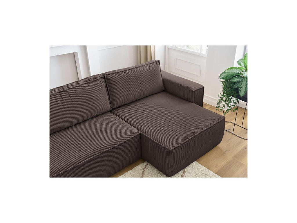 Nihad - Canapé Panoramique Convertible Coffre - Tissu Velours Côtelé