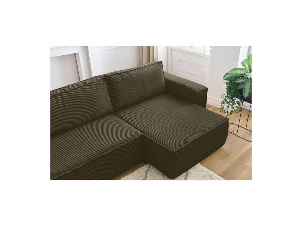 Nihad - Canapé Panoramique Convertible Coffre - Tissu Velours Côtelé
