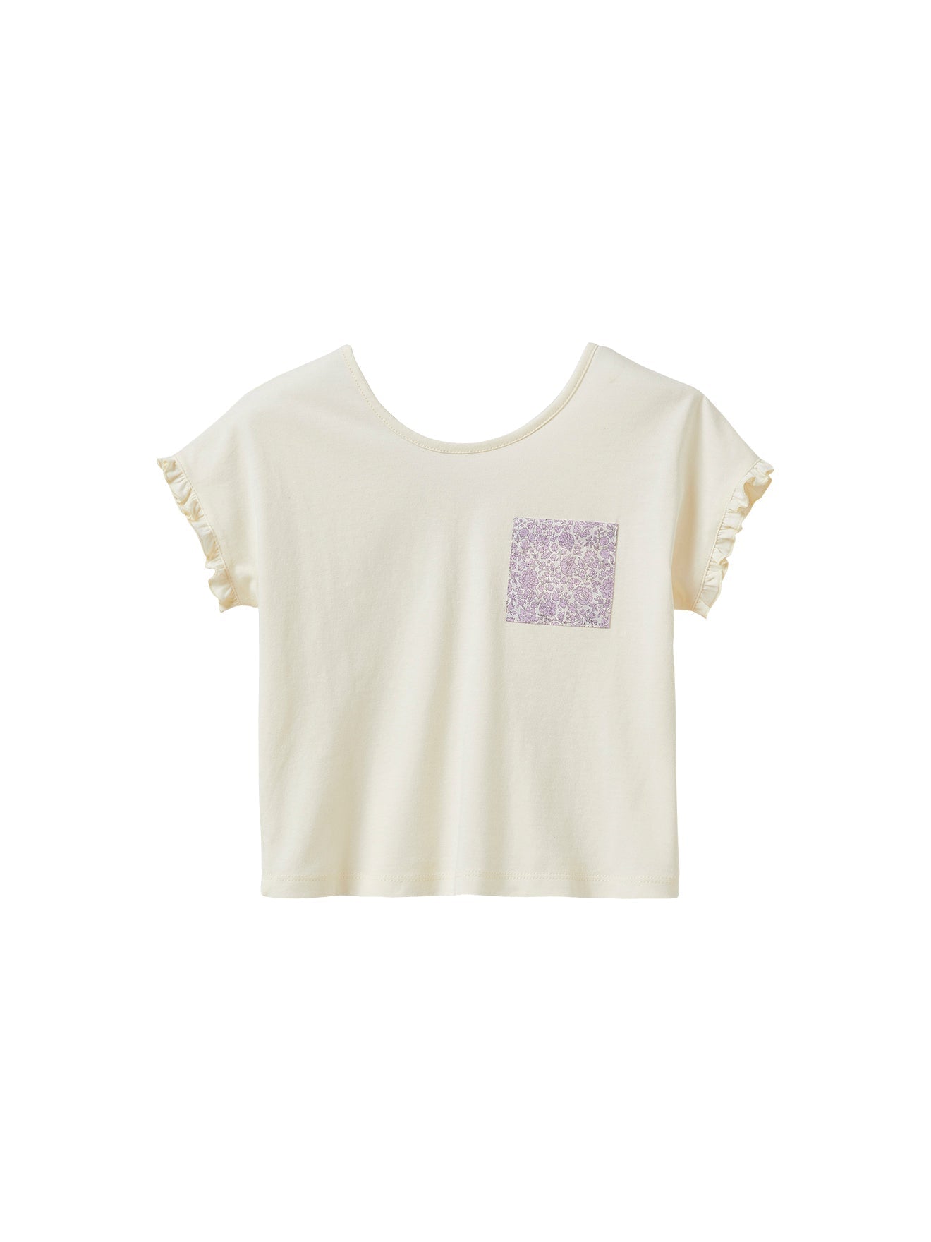 T-shirt Joli Dos - Blanc Clair Uni Avc Decor - Fille