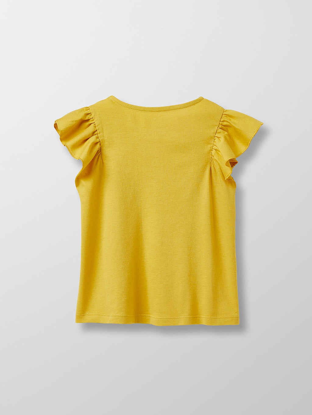 T-shirt Man Volant - Vert Moyen Uni Avec Decor - Fille