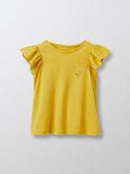 Cyrillus - T-shirt  Man Volant - Vert Moyen Uni Avec Decor - Fille