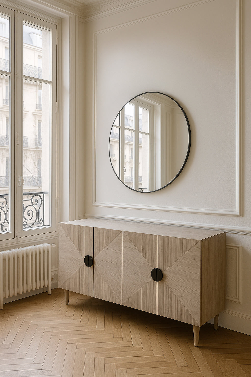 Cm - Miroir Rond Loft Contour - Etain - Noir