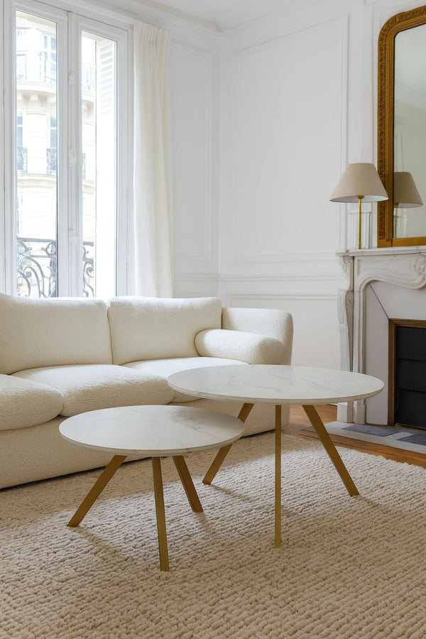 Hoxton - Set De 2 Tables Basses - Effet Marbre/Métal
