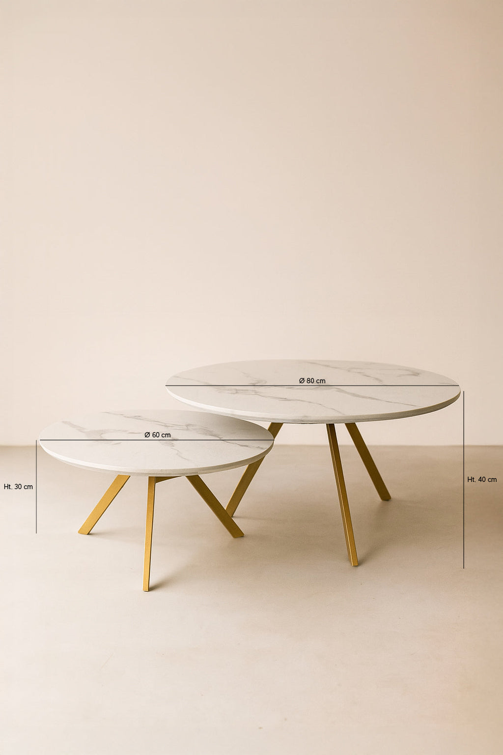Hoxton - Set De 2 Tables Basses - Effet Marbre/Métal