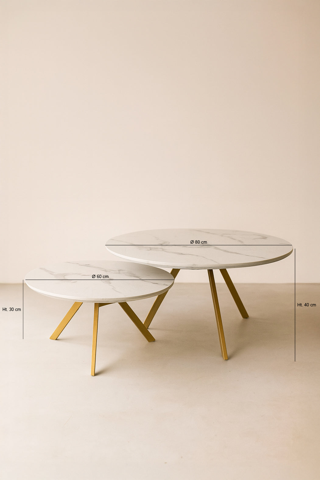 Hoxton - Set De 2 Tables Basses - Effet Marbre/Métal
