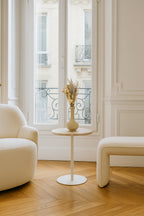 Travi - Meuble D'Appoint - Effet Travertin - Beige/Blanc