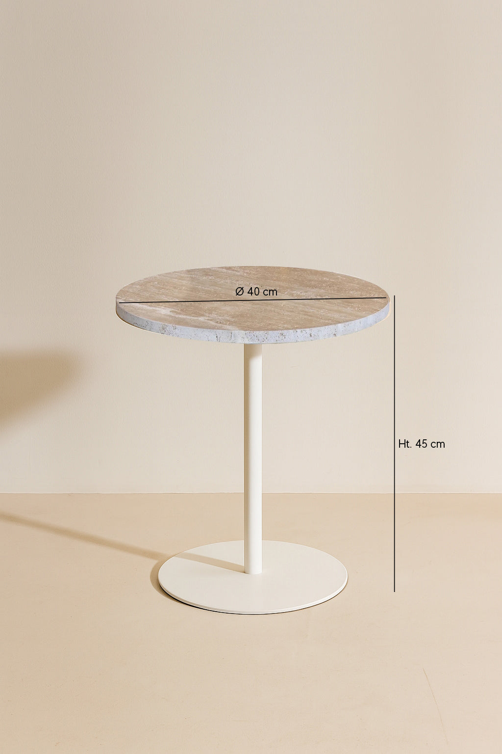 Travi - Meuble D'Appoint - Effet Travertin - Beige/Blanc