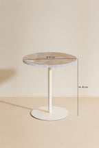 Travi - Meuble D'Appoint - Effet Travertin - Beige/Blanc