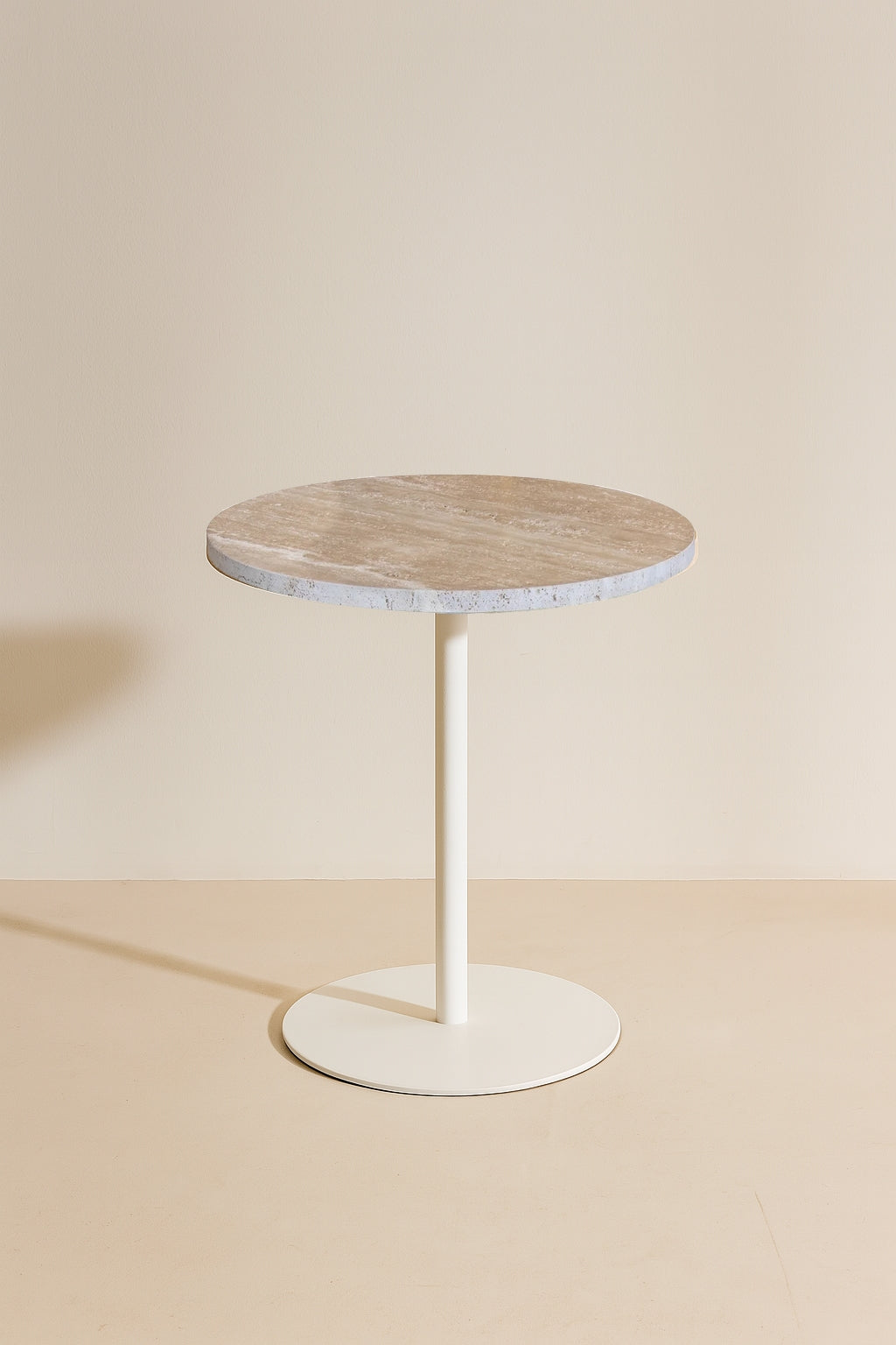 Travi - Meuble D'Appoint - Effet Travertin - Beige/Blanc