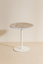 Travi - Meuble D'Appoint - Effet Travertin - Beige/Blanc